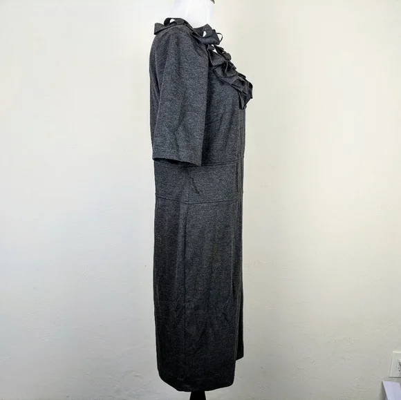 Vintage Julian Taylor Dress Gray Ribbon Career Office Work Business Mad Men - Picture 5 of 8